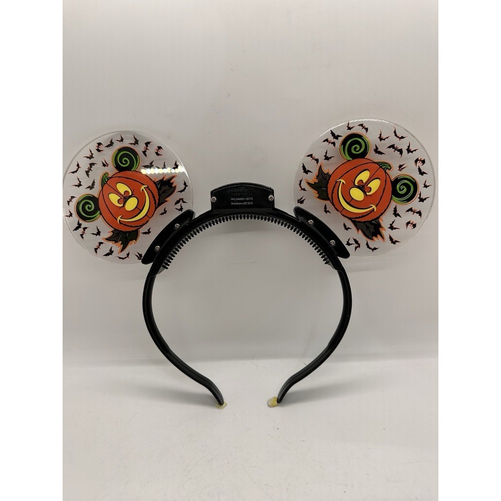 Retired Disney Parks Light Up Pumpkin‎ Mickey Mouse Halloween Ears Headband